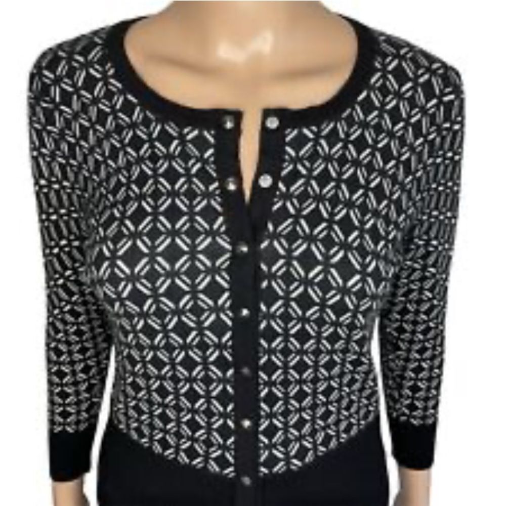 Premise Studio Patterned Black and White Sweater Size S